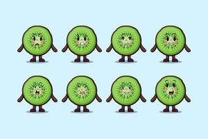 impostato kawaii Kiwi frutta cartone animato espressioni vettore