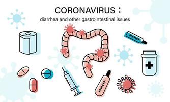 coronavirus diarrea e altro gastrointestinale questioni. indigestione , diarrea cura. orizzontale modello striscione. vettore