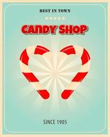 retrò manifesto design per caramella negozio. caramelle Vintage ▾ bandiera tema. promozionale bandiera per dolci, torte e dolci. vettore