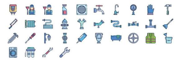 collezione di icone relazionato per idraulico, Compreso icone piace caldaia, più pulito, rubinetto, drenaggio e di più. vettore illustrazioni, pixel Perfetto impostato