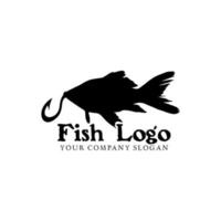 pesce logo design su nero e bianca sfondo vettore