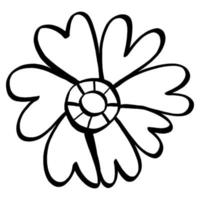 nero linea scarabocchio fiore su bianca sfondo. vettore illustrazione di natura.