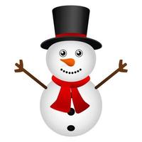 divertente Natale pupazzo di neve nel cappello isolato su bianca vettore