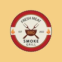 barbeque logo design Vintage ▾ illustrazione Immagine vettore