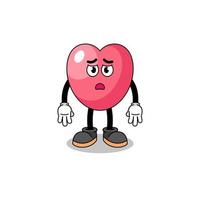 cuore simbolo cartone animato illustrazione con triste viso vettore