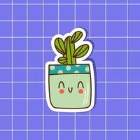 cactus adesivi nel kawaii stile. scarabocchio carino cactus nel un' pentola. mano disegnare vettore illustrazione