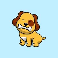 carino cane mordere osso cartone animato vettore icone illustrazione. piatto cartone animato concetto. adatto per qualunque creativo progetto.