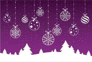 vettore realistico Natale palla su viola sfondo con d'oro moderno tipografia saluti nel un' telaio. di classe carta o manifesto.