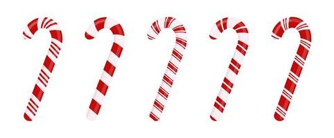 Natale a strisce rosso e bianca caramella canne impostato vettore illustrazione