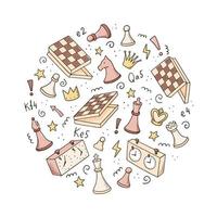mano disegnato impostato di cartone animato scacchi vettore