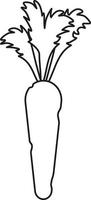un' carota raffigurato nel un' contorno disegno vettore
