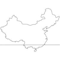 continuo linea disegno di carta geografica Cina vettore linea arte illustrazione