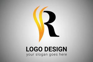 lettera r logo design con giallo e arancia elegante minimalista ala. creativo r lettera swoosh icona vettore illustrazione. r lettera logo design con fuoco fiamme e arancia swoosh vettore illustrazione.