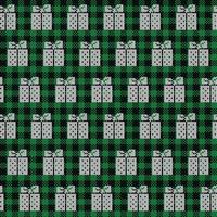 brutto maglione a bufalo plaid allegro Natale e contento nuovo anno saluto carta telaio confine . illustrazione a maglia sfondo senza soluzione di continuità modello con popolare stile scandinavo ornamenti. vettore