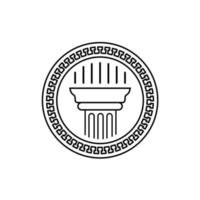 greco antico moneta con pilastro colonna logo design vettore