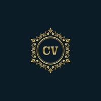 lettera CV logo con lusso oro modello. eleganza logo vettore modello.