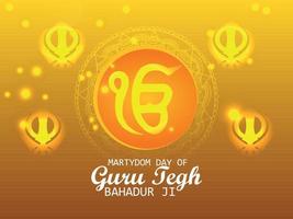 bandiera design di guru tegh bahadur shahidi diwas vettore