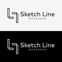 lettera S monogramma schizzo linea elegante identità attività commerciale. lettera S nel negativo spazio logo design vettore