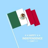 Messico indipendenza giorno tipografico design con bandiera vettore