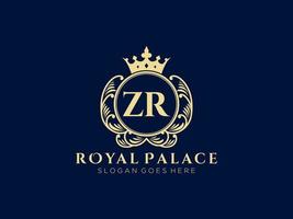 lettera zr antico reale lusso vittoriano logo con ornamentale telaio. vettore