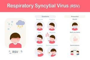 respiratorio sinciziale virus sintomi.piatto design vettore