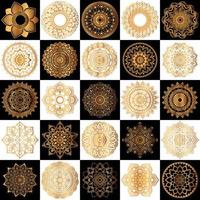 impostato di oro zentangle mandala, mandala per henné, mehendi, tatuaggio, decorativo etnico ornamentale elementi, orientale modelli vettore