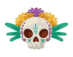 cranio con fiori messicano vettore