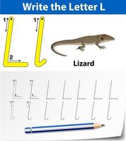 traccia il modello della lettera l con la lucertola vettore