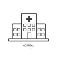 nero linea icona di ospedale isolato su bianca sfondo. vettore illustrazione.