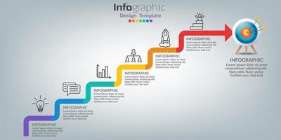 modello di infografica di successo con gradini delle scale vettore