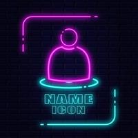 neon Linee splendore turchese e viola. persona avatar icona concetto nome identità icona vettore