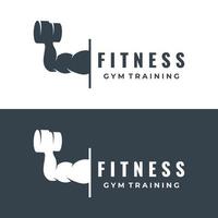 creativo manubrio e manubrio silhouette modello logo. manubri e bilancieri per palestra, muscolo addestramento, club fitness, Salute, addestramento. vettore