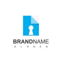 file sicuro logo design con chiave buco simbolo vettore