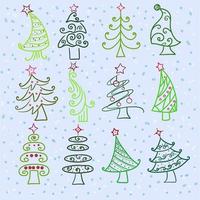 impostato di Natale alberi mano disegnato elementi per il tuo design vettore