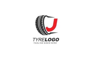j logo pneumatico per il branding azienda. ruota modello vettore illustrazione per il tuo marca.