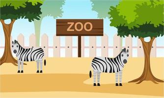 zoo cartone animato illustrazione con safari animali su foresta sfondo vettore