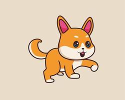 shiba inu a piedi cartone animato illustrazione stile vettore