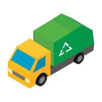 spazzatura camion isometrico 3d icona vettore