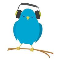 blu uccello ascoltando per musica vettore