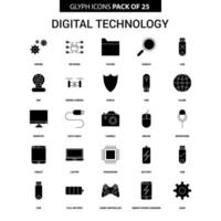 digitale tecnologia glifo vettore icona impostato