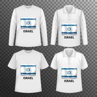 set di diverse camicie maschili con schermo bandiera israele su camicie isolate vettore