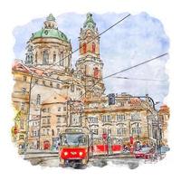 praha città ceco repubblica acquerello schizzo mano disegnato illustrazione vettore