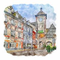 Friburgo Germania acquerello schizzo mano disegnato illustrazione vettore