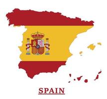 Spagna nazionale bandiera carta geografica disegno, illustrazione di Spagna nazione bandiera dentro il carta geografica vettore