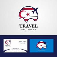 viaggio settentrionale Cipro bandiera logo e visitare carta design vettore