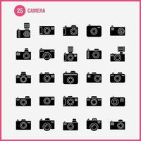 telecamera solido glifo icona per ragnatela Stampa e mobile uxui kit come come telecamera digitale dslr fotografia telecamera digitale dslr fotografia pittogramma imballare vettore