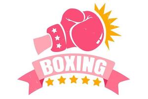 ragazza boxe con rosa guanto e nastro vettore