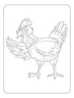 Pagina da colorare di gallo per bambini vettore
