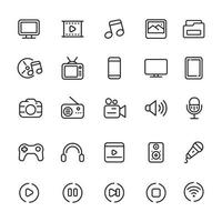 impostato di multimedia icone con lineare stile isolato su bianca sfondo vettore