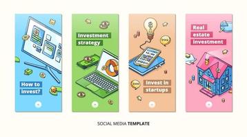 sociale media modello con investimento concetto vettore